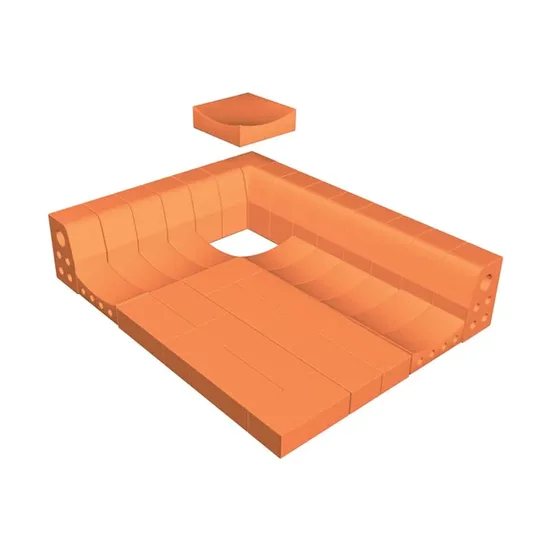 Çenesizler Toprak - Kiremit Tuğla - Kanal Elemanı İç Köşe Dönüş - 210 x 210 x 65 mm Ebatlarında