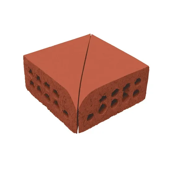 Çenesizler Toprak - Kiremit Tuğla - Küçük Pres Tuğla Düz Oval İç Köşe Dönüş - 190 x 190 x 90 mm Ebatlarında Pres Tuğla