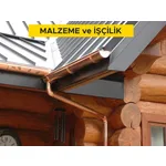 0,50 mm bakır levhadan 155 mm çapında yağmur oluğu yapılması ve yerine tespiti (yuvarlak veya köşeli kesitte) (Malzeme Dahil)