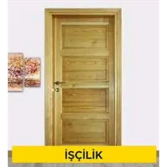 Ahşaptan masif tablalı iç kapı kasa ve pervazı yapılması yerine konulması (Malzeme Hariç) (İşçilik)