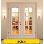 Ahşaptan camlı çarpma iç kapı kanadı yapılması ve yerine konulması (Malzeme Hariç) (İşçilik)
