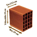 Çetin Tuğla - 13,5'luk Yatay Delikli Tuğla - 190 x 135 x 190 mm Ebatlarında Yatay Delikli Tuğla Çetin Tuğla - 13,5'luk Yatay Delikli Tuğla - 190 x 135 x 190 mm Ebatlarında Yatay Delikli Tuğla