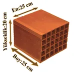 Çetin Tuğla - 25'lik Tuğla - 250 x 250 x 200 mm Ebatlarında Yatay Delikli Tuğla Çetin Tuğla - 25'lik Tuğla - 250 x 250 x 200 mm Ebatlarında Yatay Delikli Tuğla