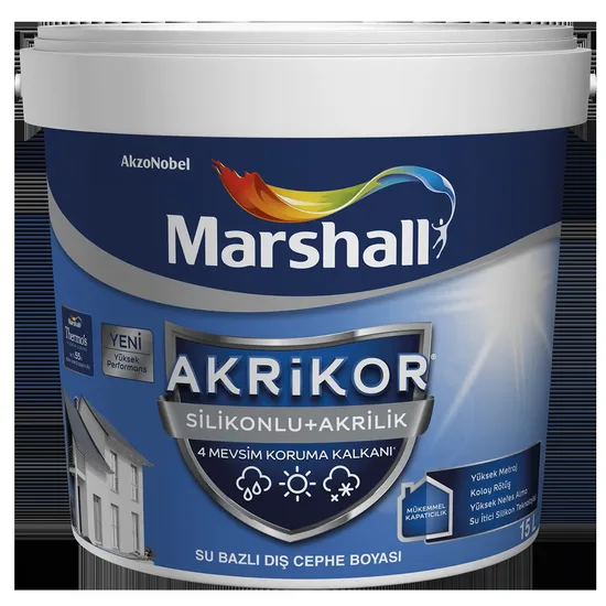 Marshall Boya - Akrikor Silikonlu + Akrilik - Dış Cephe Boyası Marshall Boya - Akrikor Silikonlu + Akrilik - Dış Cephe Boyası