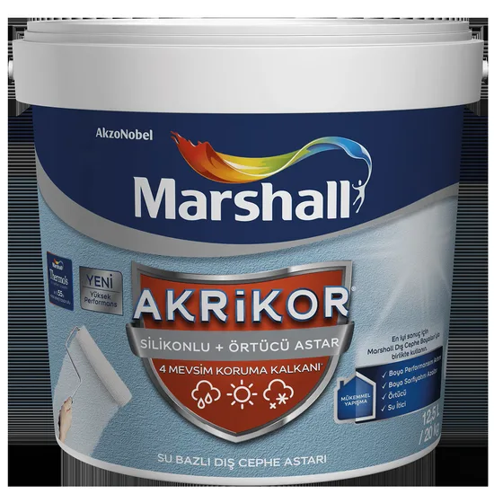 Marshall Boya - Akrikor Silikonlu + Örtücü Astar - Su Bazlı Astar