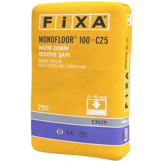 Fixa Yapı Kimyasalları - Monofloor 100 C25 - Hazır Zemin Tesviye Şapı (2 - 10 Mm)