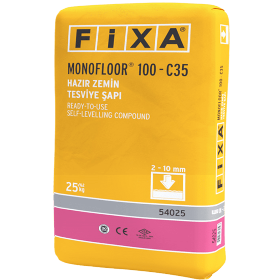 Fixa Yapı Kimyasalları - Monofloor 100 C35 - Hazır Zemin Tesviye Şapı (2 - 10 Mm)