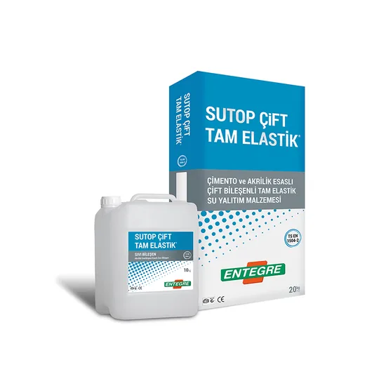 Entegre - Sutop Çift Tam Elastik - Çimento ve Akrilik Esaslı Çift Bileşenli Tam Elastik Su Yalıtım Malzemesi
