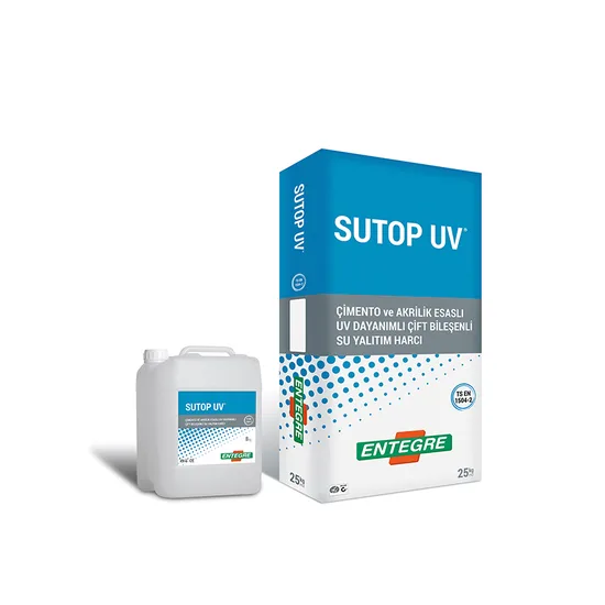 Entegre - Sutop UV - Çimento ve Akrilik Esaslı UV Dayanımlı Çift Bileşenli Su Yalıtım Harcı Entegre - Sutop UV - Çimento ve Akrilik Esaslı UV Dayanımlı Çift Bileşenli Su Yalıtım Harcı