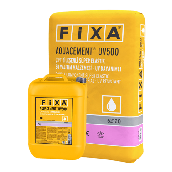 Fixa Yapı Kimyasalları - Aquacement Uv500 - Çift Bileşenli Süper Elastik Su Yalıtım Malzemesi - Uv Dayanımlı (Beyaz)