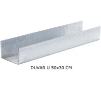 All Alçı - Duvar U 50 Profil 0,40 mm - (Boyut: 30/50/30 mm) (Du 50 Profili)