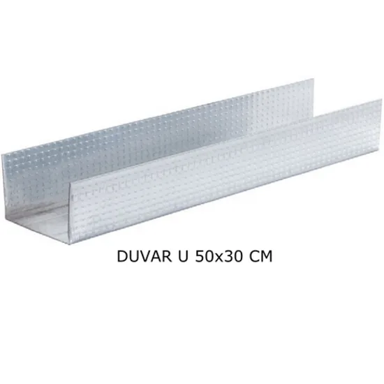 All Alçı - Duvar U 50 Profil 0,40 mm - (Boyut: 30/50/30 mm) (Du 50 Profili)