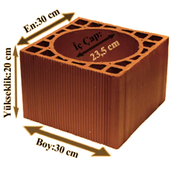 Çetin Tuğla - 300 x 300 x 200 mm Ebatlarında Kalorifer Baca Tuğlası