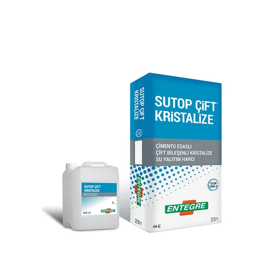 Entegre - Sutop Çift Kristalize - Çimento ve Akrilik Esaslı Çift Bileşenli Kristalize Su Yalıtım Harcı Entegre - Sutop Çift Kristalize - Çimento ve Akrilik Esaslı Çift Bileşenli Kristalize Su Yalıtım Harcı