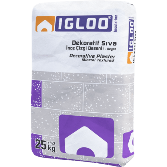 Fixa Yapı Kimyasalları - Igloo Dekoratif Sıva C30 - İnce Çizgi Desenli - Beyaz