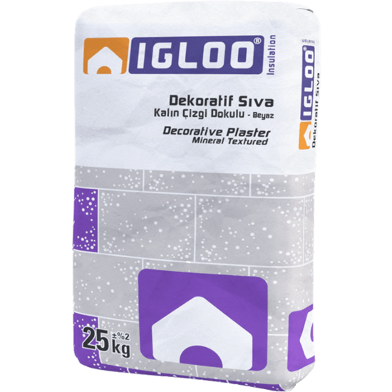 Fixa Yapı Kimyasalları - Igloo Dekoratif Sıva C40 - Kalın Çizgi Dokulu - Beyaz