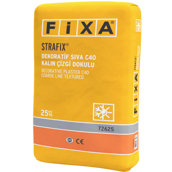 Fixa Yapı Kimyasalları - Strafix Dekoratif Sıva C40 - Kalın Çizgi Dokulu (Beyaz)