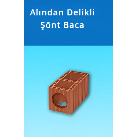 Kudret Tuğla - Alından Delikli Şönt Baca Tuğlası - 400 x 190 x 190 mm Ebatlarında