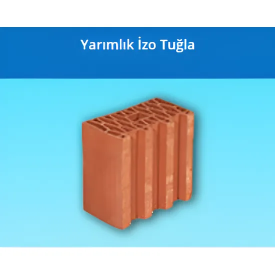 Kudret Tuğla - Yarımlık Petek İzolasyon Tuğlası - 190 mm Yüksekliğinde Düşey Delikli İzo Tuğla