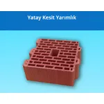 Kudret Tuğla - Yatay Kesit Yarımlık Düşey Delikli Başlama Tuğlası