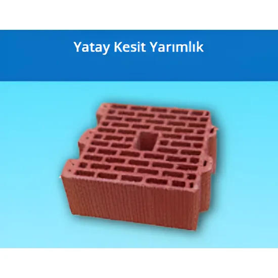 Kudret Tuğla - Yatay Kesit Yarımlık Düşey Delikli Başlama Tuğlası